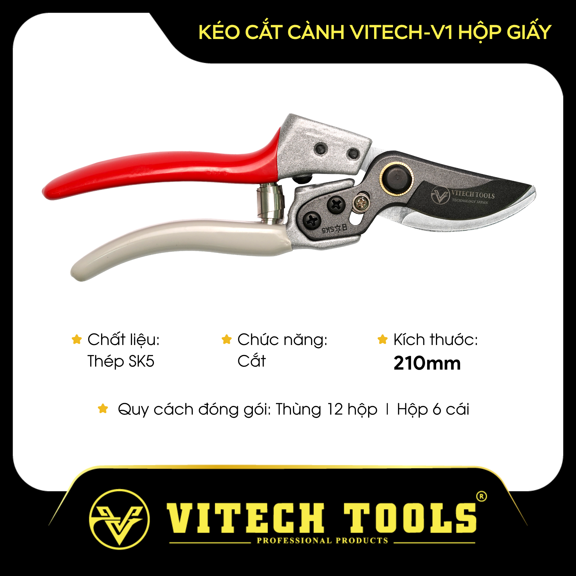 Kéo cắt cành VITECH-V1 hộp giấy